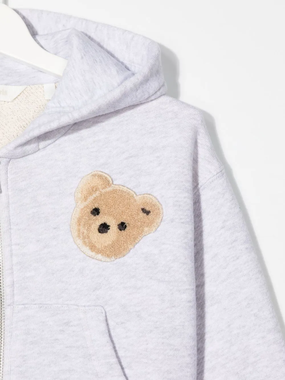 Palm Angels Teddy Bear-print Zip-front Hoodie In Grey