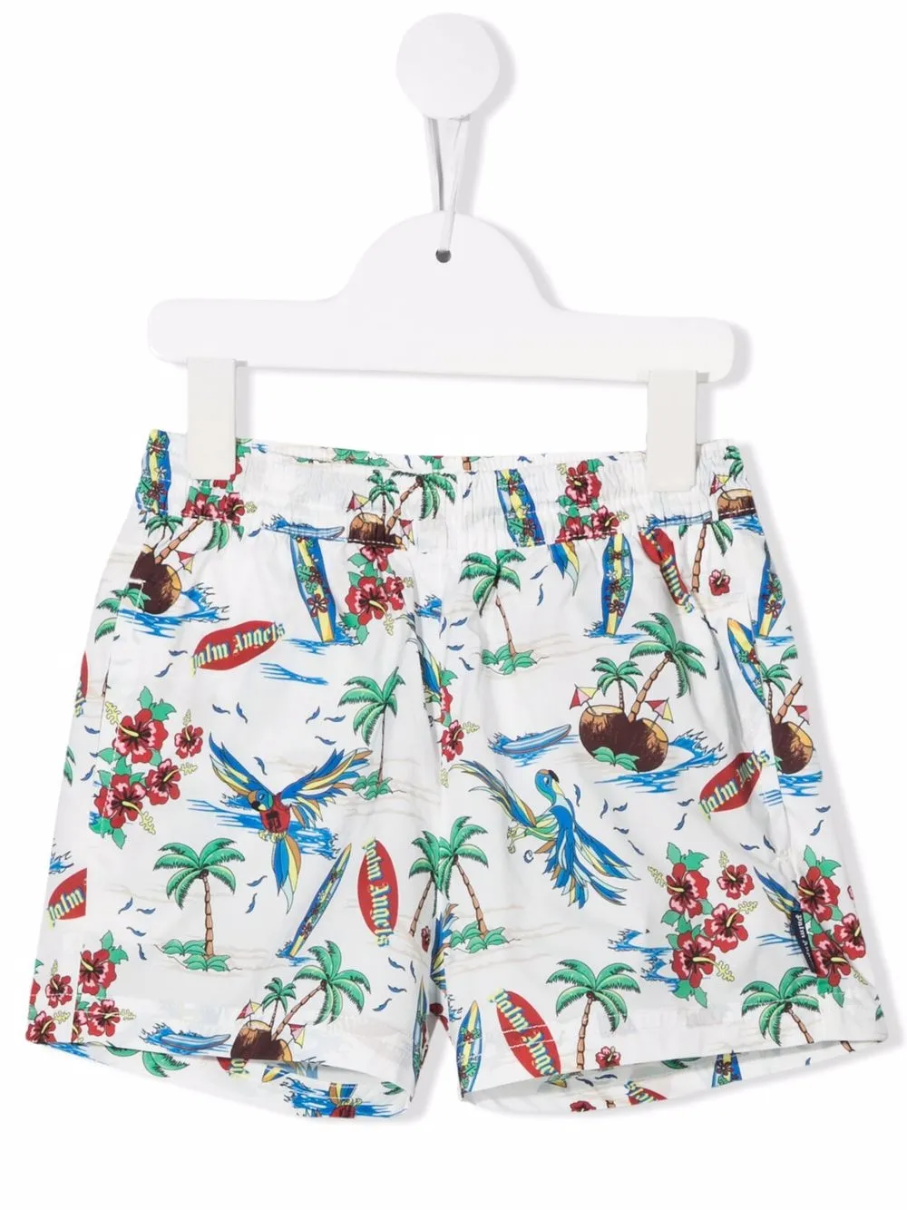 

Palm Angels Kids shorts de playa con estampado tropical - Blanco