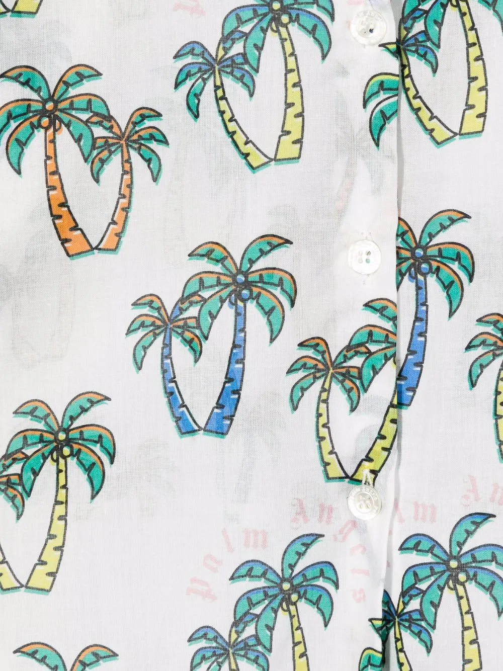  Palm Angels Kids Hemd Mit Palmen Print   Weiß 