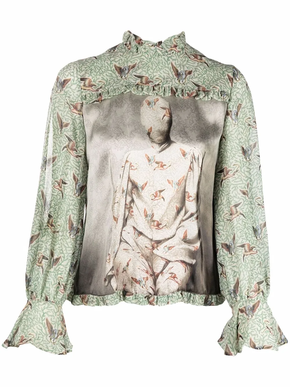 UNDERCOVER шелковая блузка с цветочным принтом