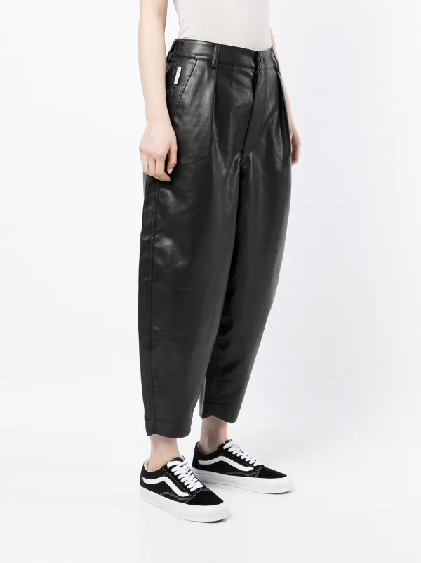 Shop izzue faux-leather pleat-detail 