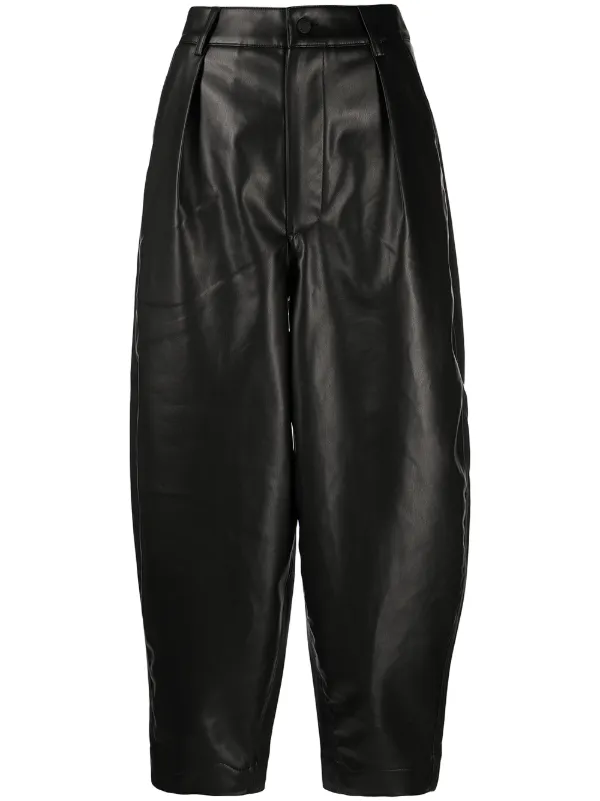 Shop izzue faux-leather pleat-detail 