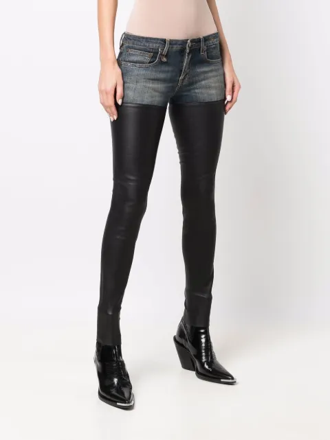 R13 leather-trim Skinny Jeans - Farfetch