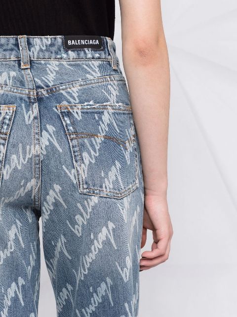 balenciaga logo print jeans