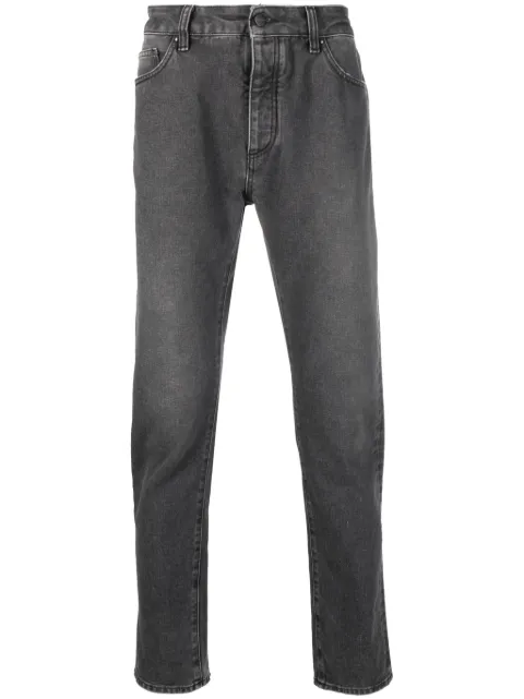 Palm Angels Black Logo Print Straight Leg Jeans