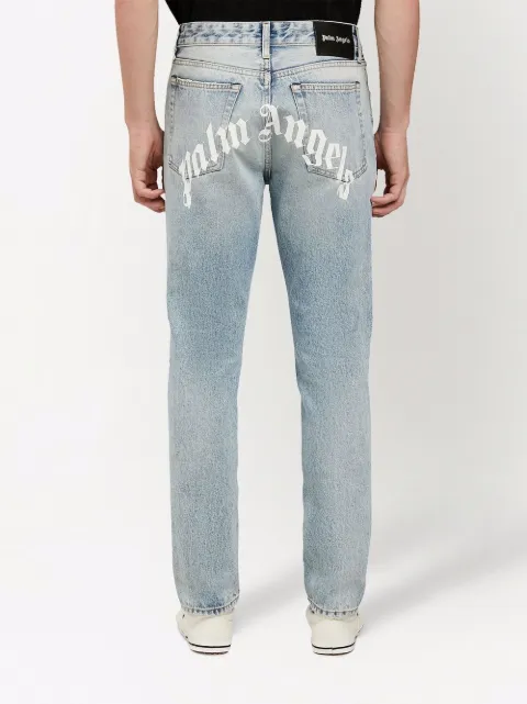 Palm Angels logo-print Faded Jeans 