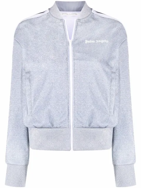 Palm Angels logo-print glitter zip-up jacket