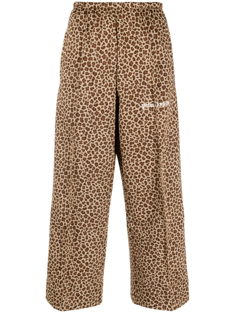 Animalier-print cropped track pants 