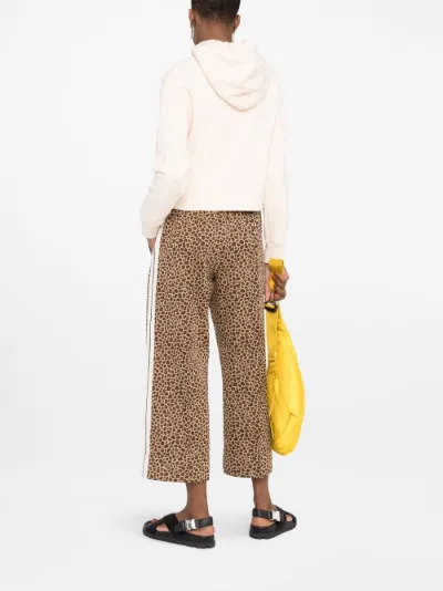 Animalier-print cropped track pants 