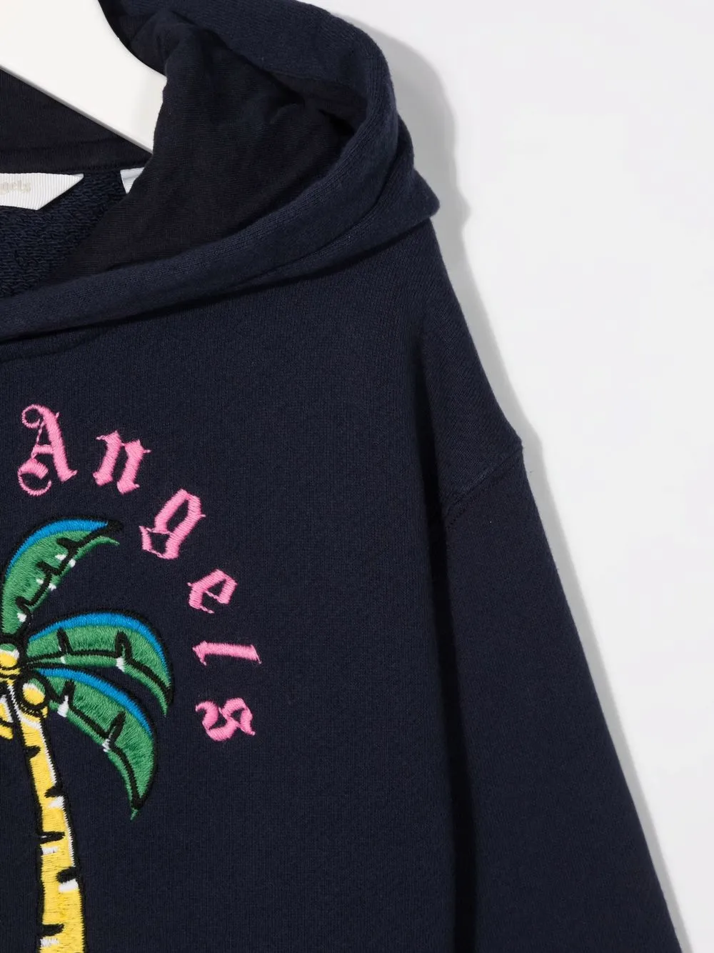  Palm Angels Kids Hoodie En Coton à Motif Palmier Brodé - Bleu 