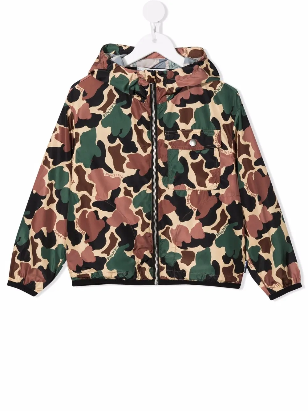 

Palm Angels Kids chamarra rompevientos con estampado militar - Neutro