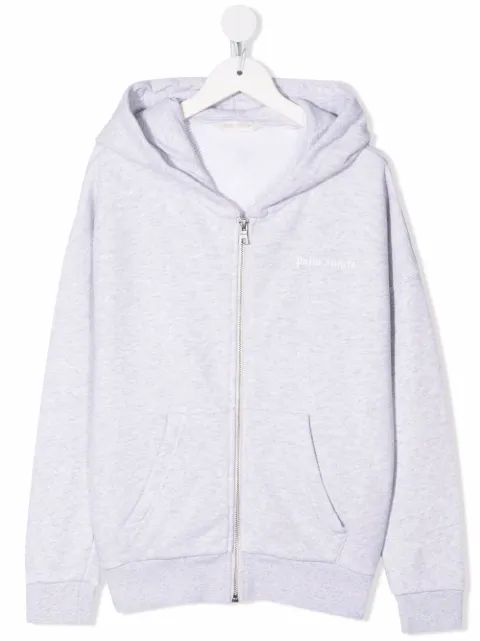Palm Angels Kids melange-effect hooded jacket