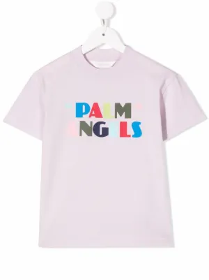 T-shirt Palm Angels in cotone con stampa logo teddy Viola | Caposerio