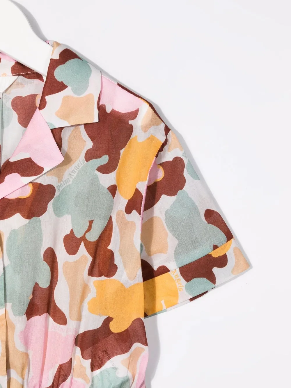  Palm Angels Kids Cropped Hemd Mit Camouflage Print   Grün 
