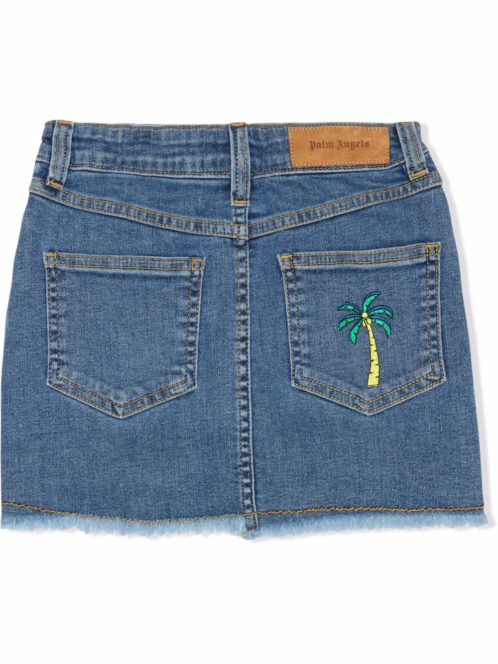 Palm Angels Kids Spijkerrok met geborduurd logo - Blauw