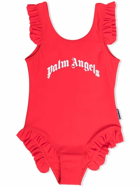 Palm Angels Kids baddräkt med volangkant och logotyp