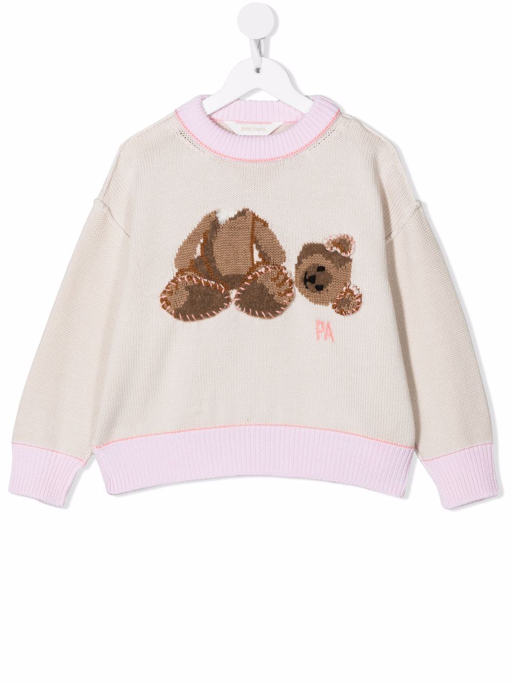 

Palm Angels Kids teddy bear-motif intarsia-knit jumper - Neutrals