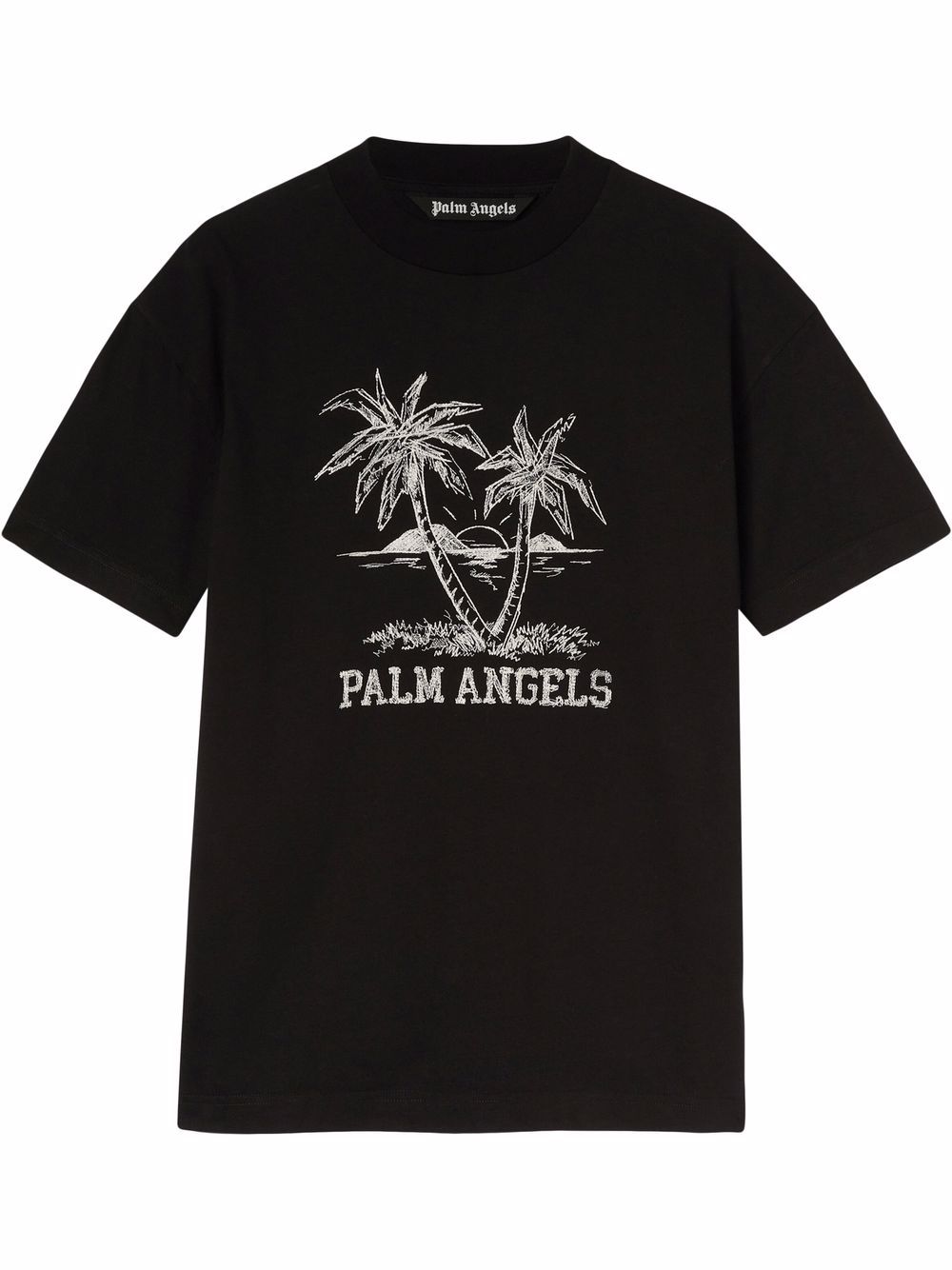 Palm Angels Logo Illustration Oversized T-Shirt White/Black Men's - SS22 -  US