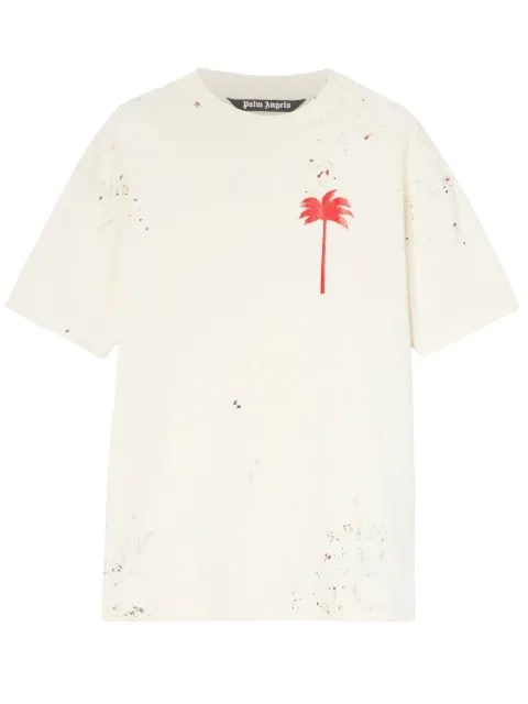 Palm Angels palm tree-print spray-paint effect T-shirt