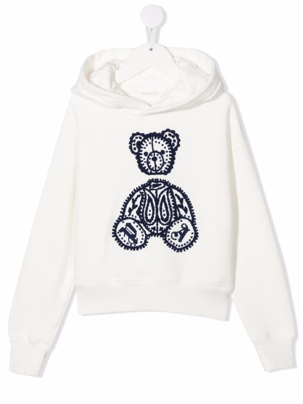 

Palm Angels Kids hoodie con oso bordado - Blanco