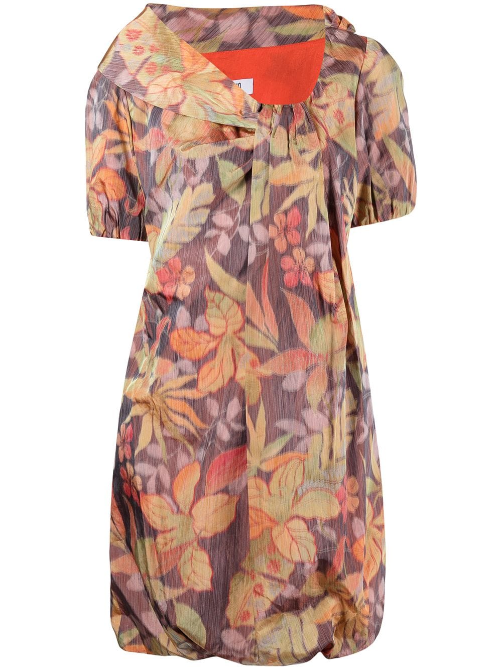 Pre-owned Moschino Knot-detail Floral Dress In Orange