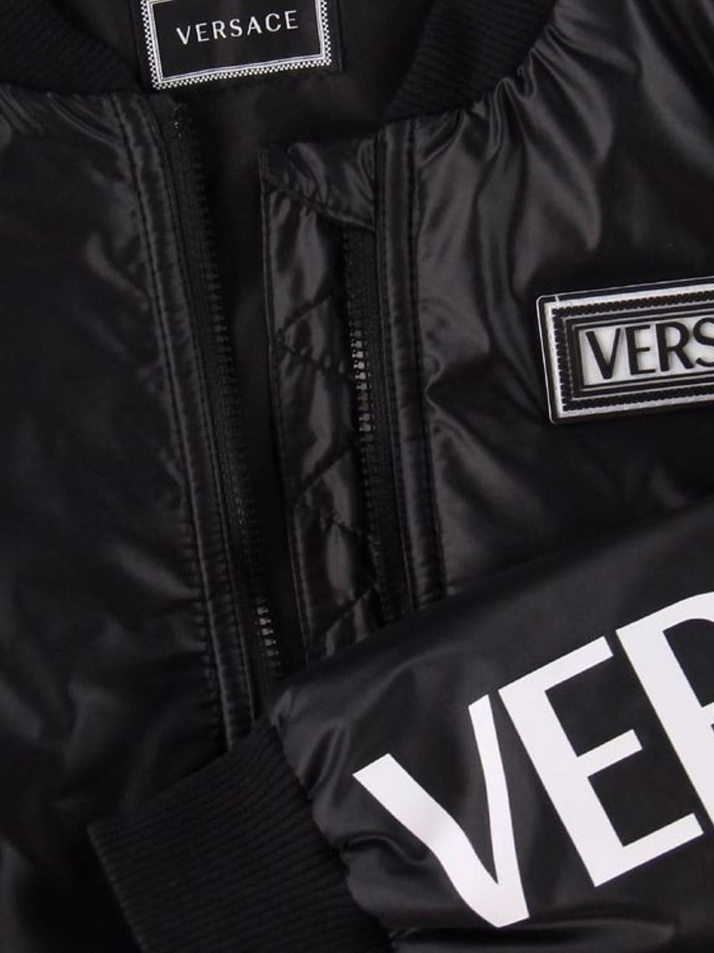 Shop Versace Logo-print Bomber Jacket In 黑色