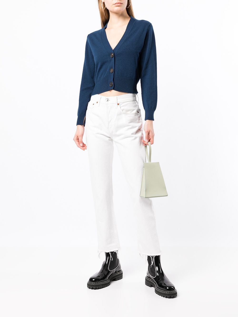 Shop Pringle Of Scotland Cropped Button-up Cardigan In Blau