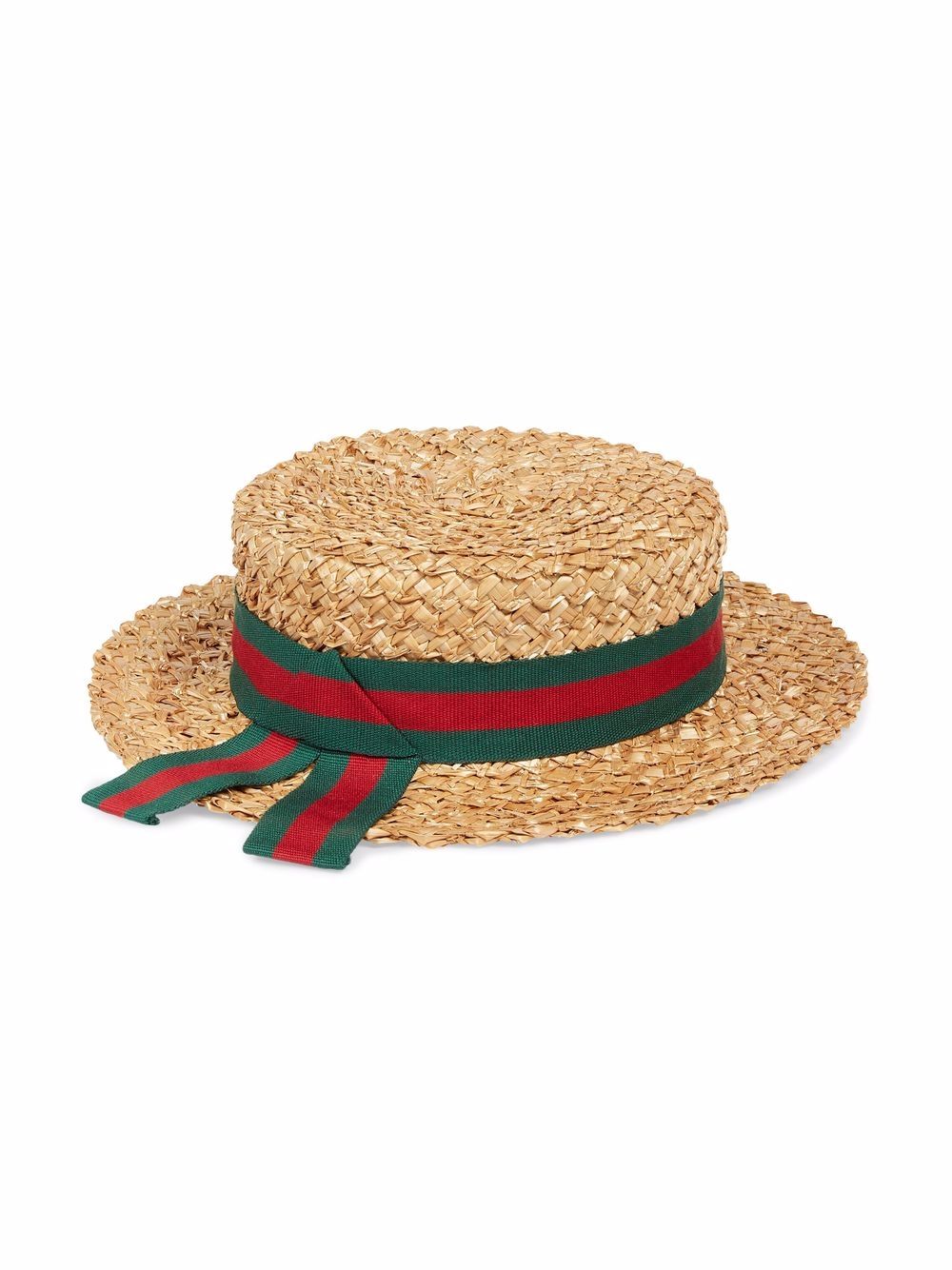  Gucci Kids Logo-ribbon Straw Hat - Brown 