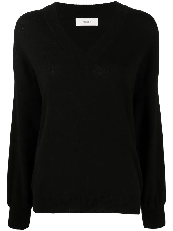Pringle Of Scotland V neck Long Sleeve Jumper Black FARFETCH AU