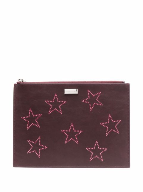 Stella McCartney star-embossed logo clutch bag