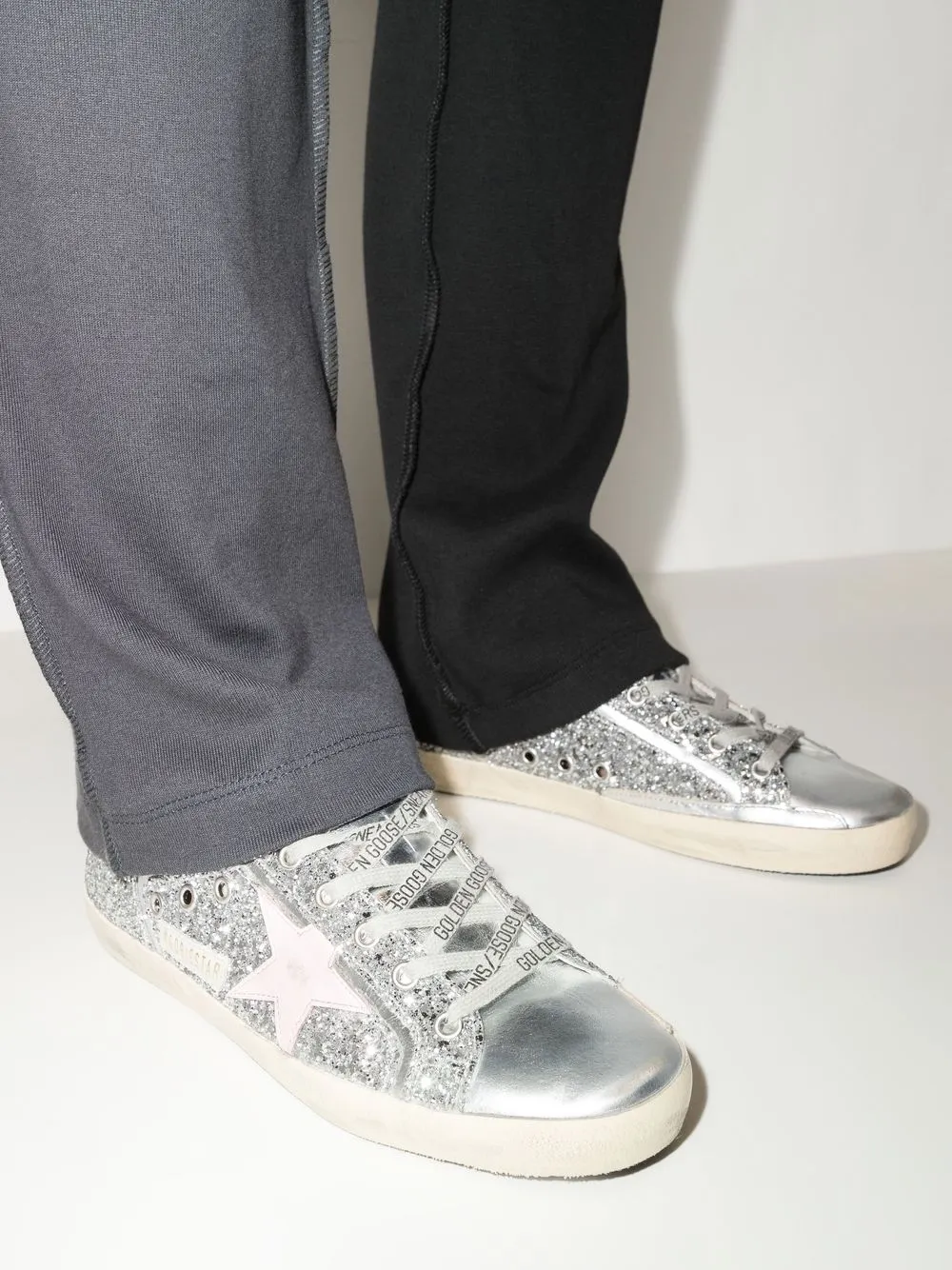  Golden Goose Superstar Sneakers Mit Glitter   Silber 