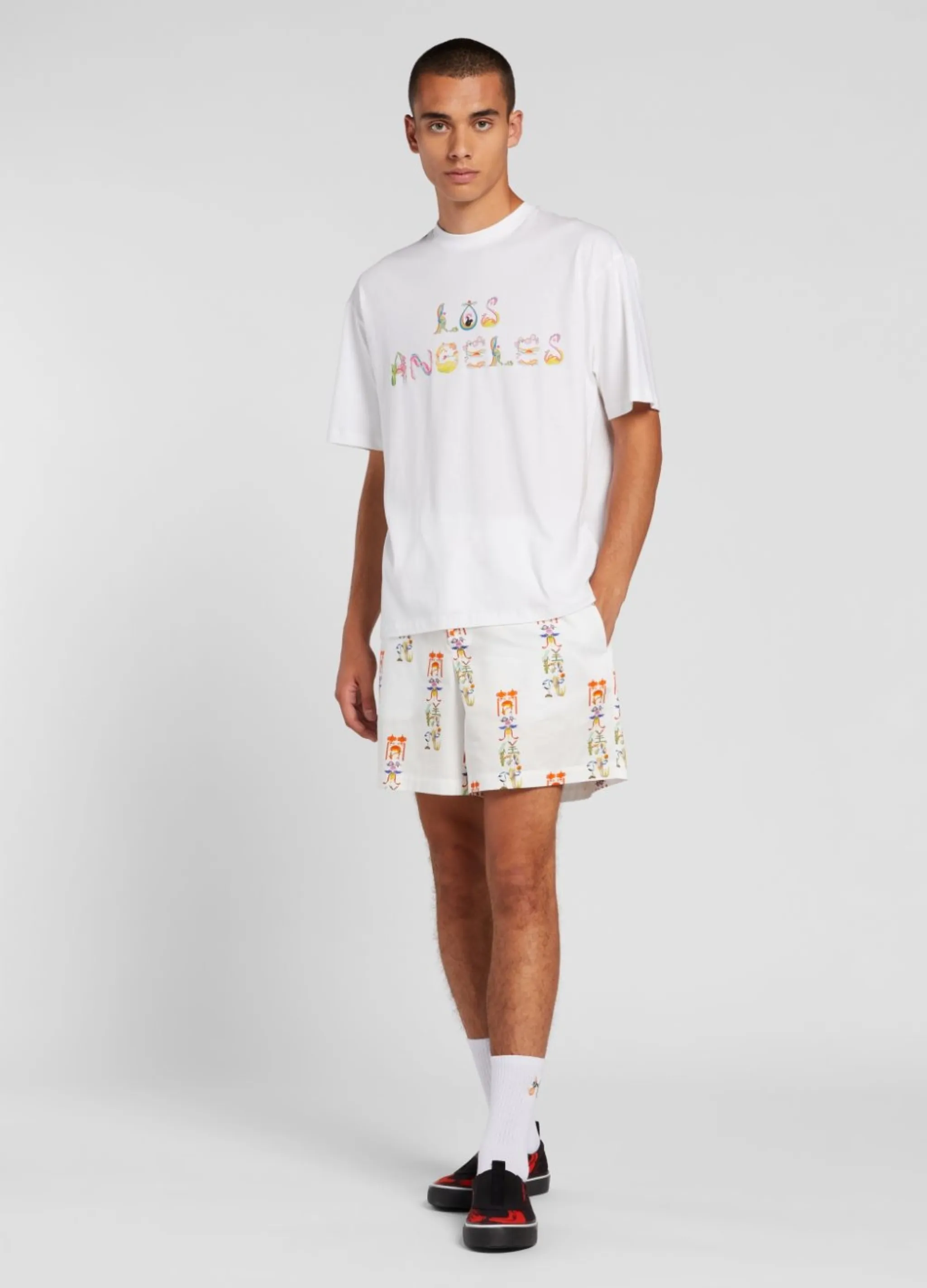 BRUSH-ART PRINT SHORTS
