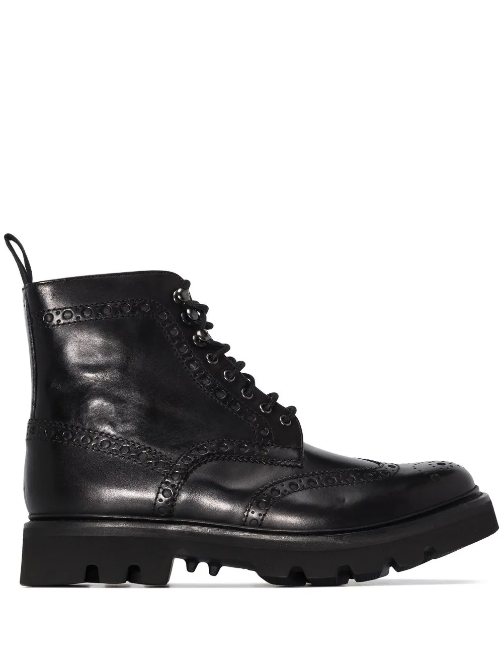 

Grenson perforated lace-up leather boots - Black