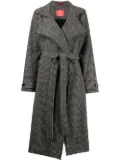 Paltò belted check print coat - Blue