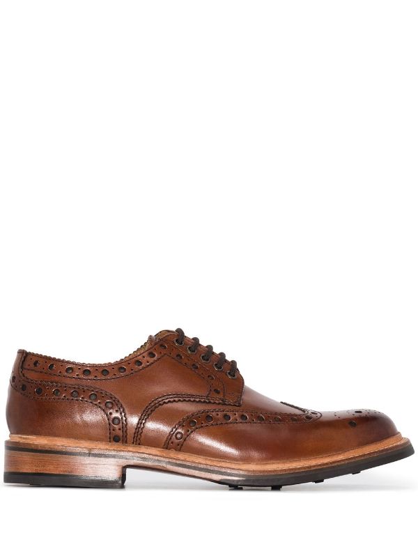 Brown Farfetch Men Shoes Flat Shoes Brogues Leather lace-up brogues 