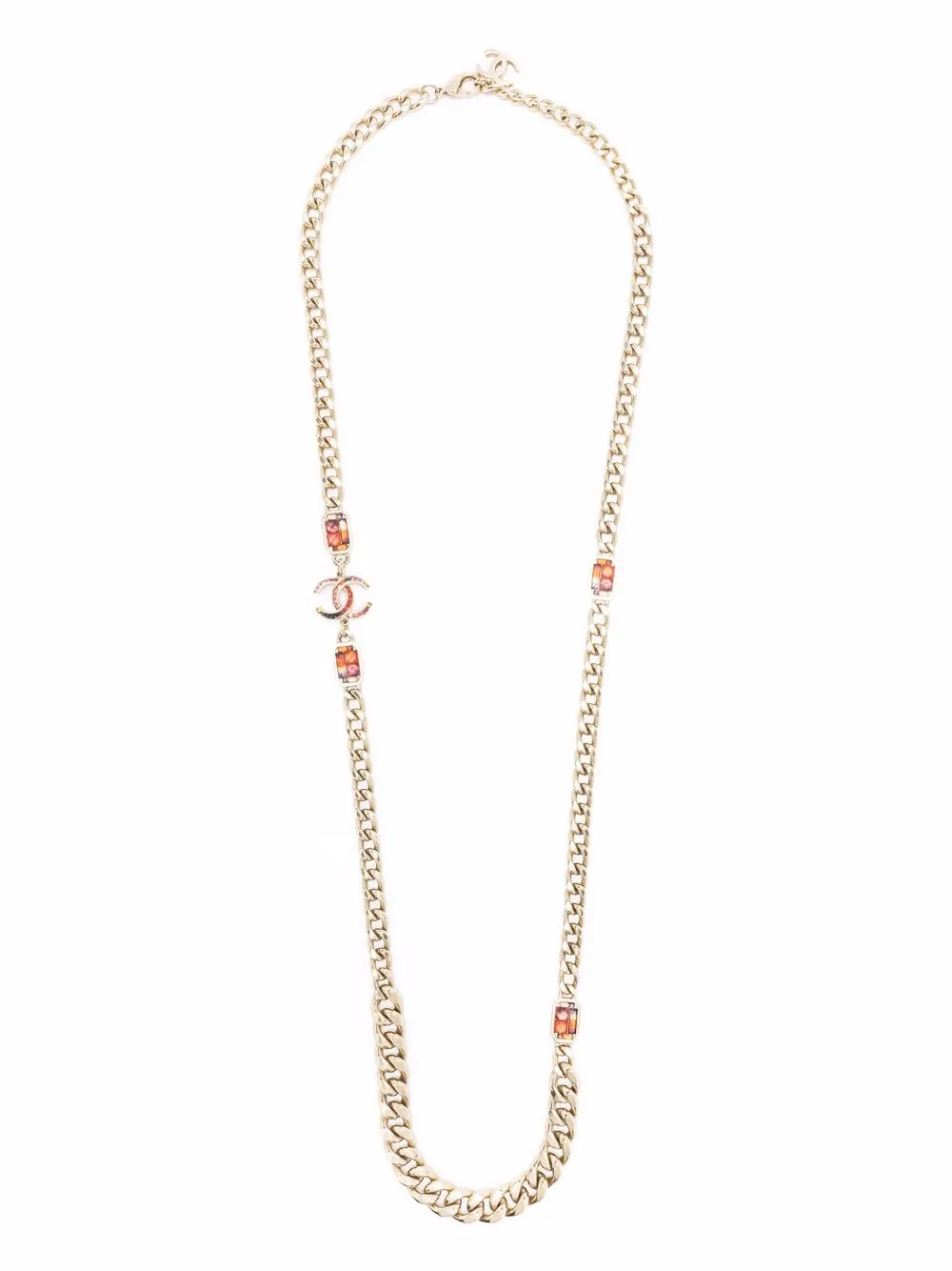 

CHANEL Pre-Owned 2015 logo long necklace - Gold