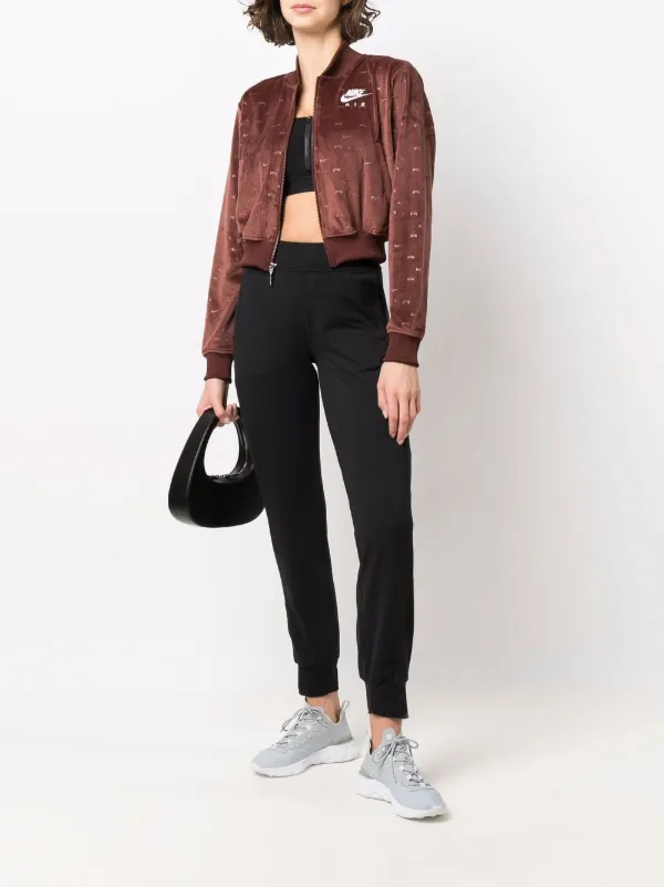 nike logo embossed bomber jacket