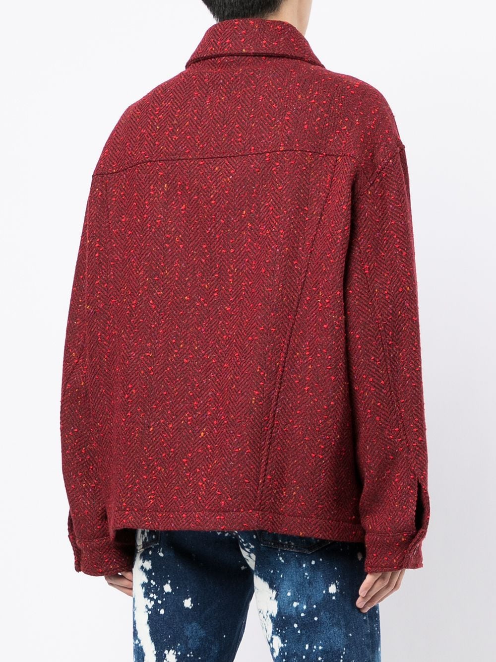 Shop Marni Herringbone-effect Jacket In 红色