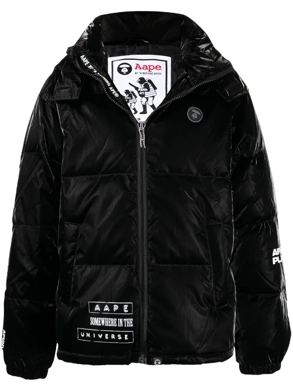 AAPE BY *A BATHING APE® logo-patch Glossy Puffer Jacket - Farfetch