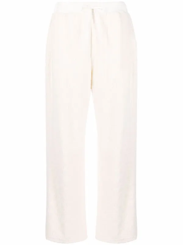AMBUSH monogram-pattern Terrycloth wide-leg Trousers | Neutrals