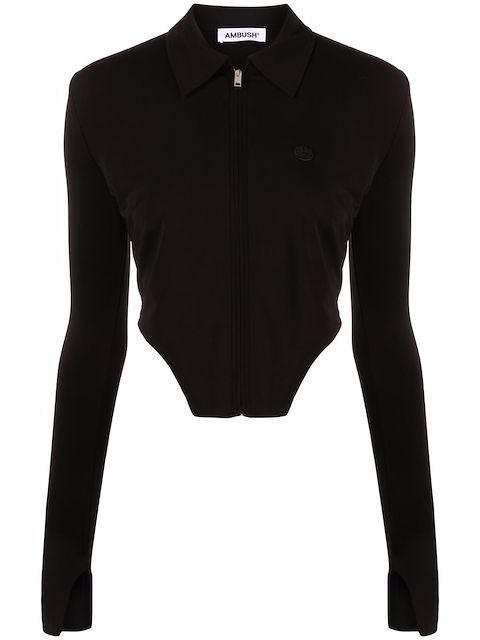AMBUSH cropped asymmetric hem zipped jacket
