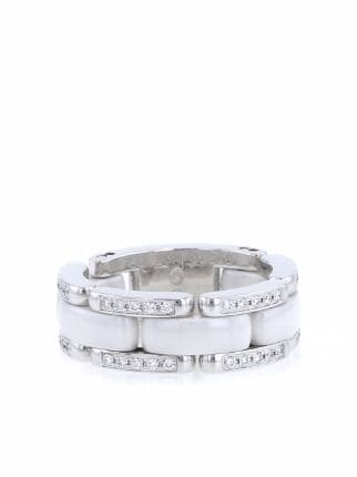 CHANEL Pre-Owned 18kt White Gold Flexible Ultra Medium Ceramic Diamond Ring  - Farfetch