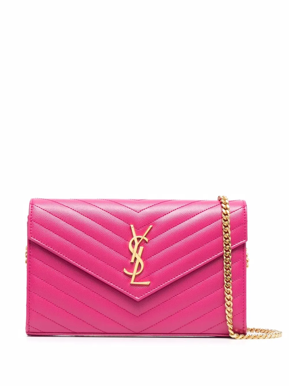 SAINT LAURENT - Monogram leather wallet-on-chain