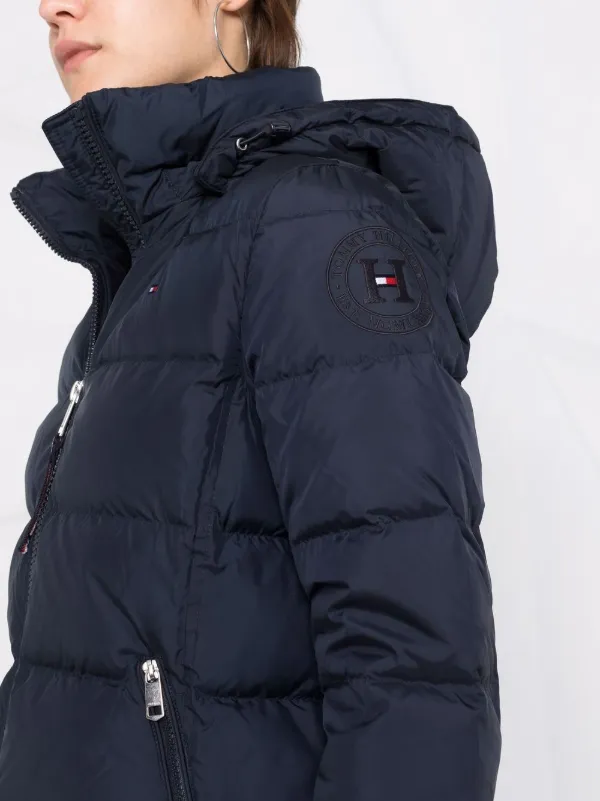 faux fur trimmed down fitted jacket tommy hilfiger