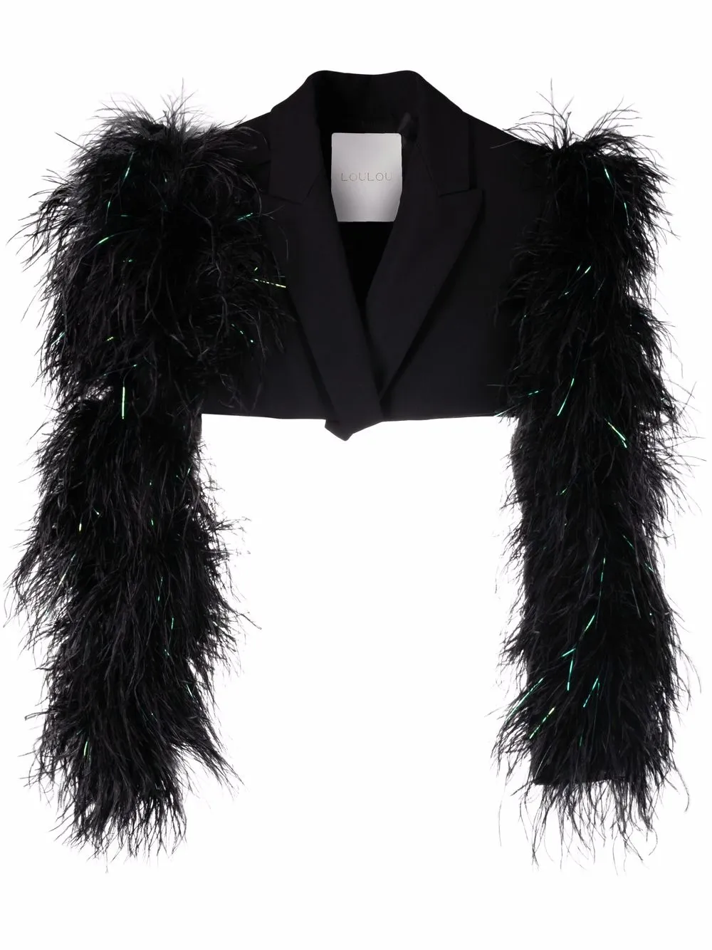 Loulou feather-detail cropped blazer