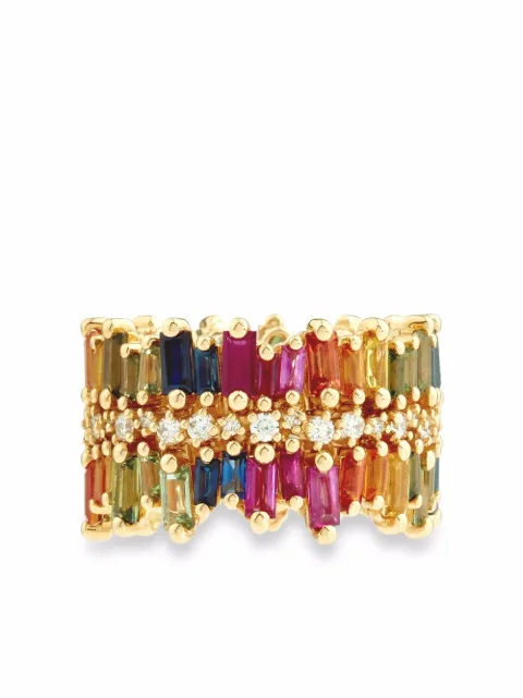 Suzanne Kalan 18kt yellow gold sapphire triple row eternity band