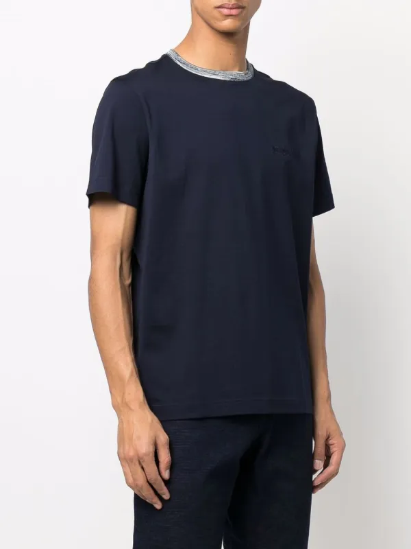 Tシャツ・カットソー MISSONI Embroidered cotton t-shirt (US24WL0ABJ00E5 SM9DD) MISSONI 'Embroidered Center Logo' Men's Designer 100% Cotton