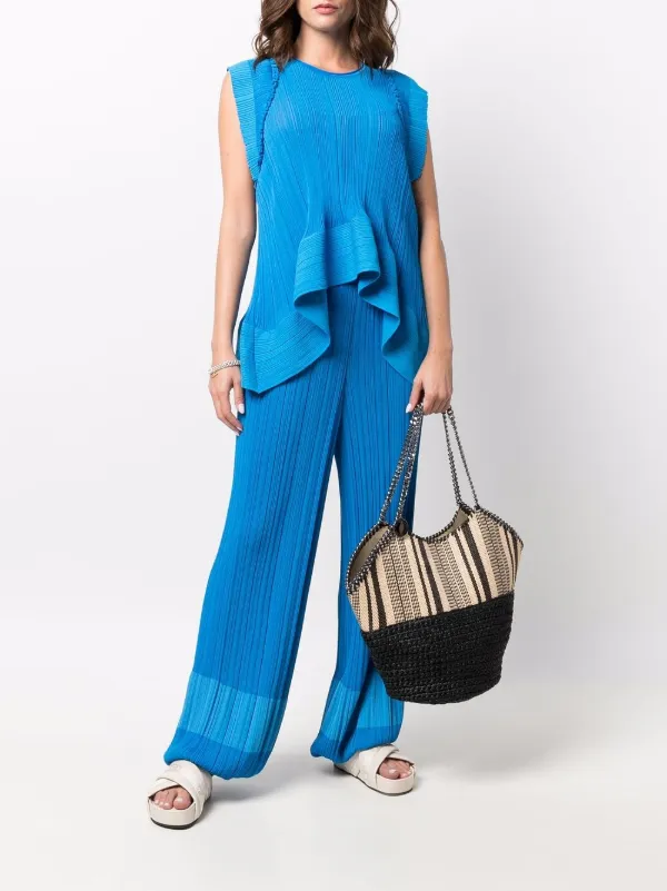 Stella McCartney Blusa Bicolor Canelada Azul FARFETCH BR