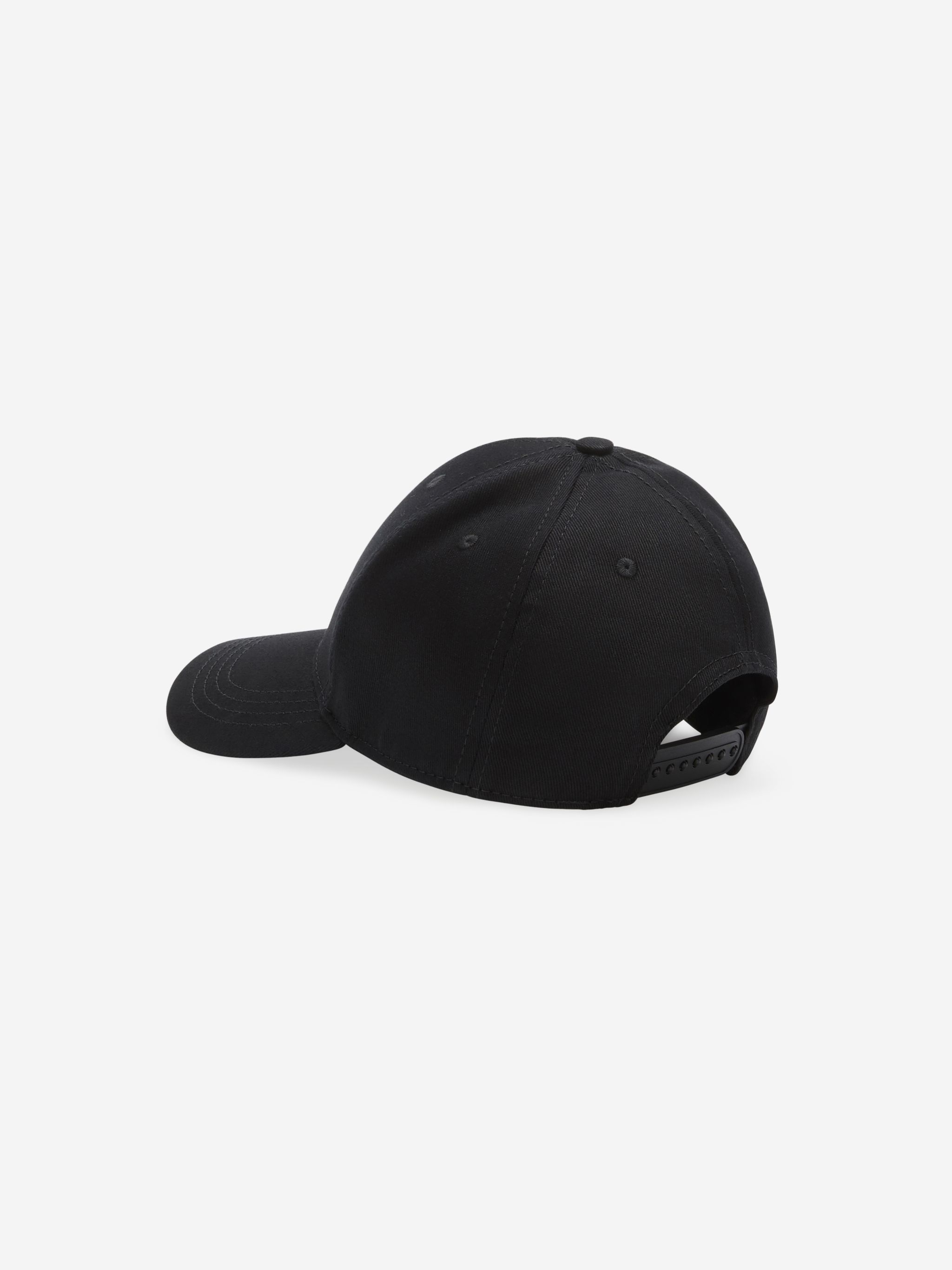 Black cotton Cross embroidery baseball cap from Marcelo Burlon Kids featuring embroidered logo to the front, curved peak, eyelet detailing and adjustable fit.