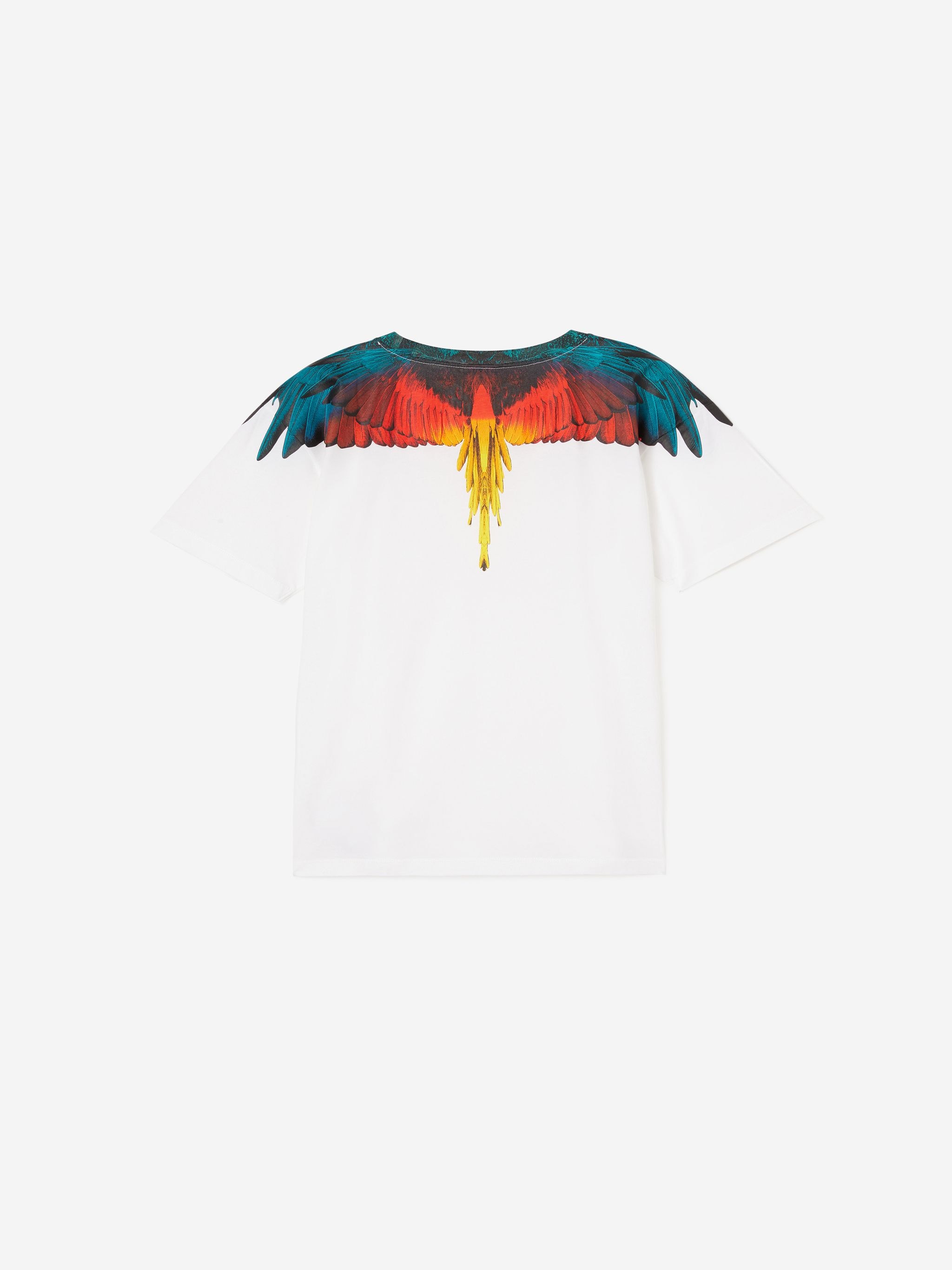 White cotton Icon Wings print T-shirt from Marcelo Burlon County of Milan featuring round neck, short sleeves, straight hem and signature Marcelo Burlon Wings print. Conscious: This item is made from at least 50% organic materials.